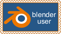 blue stamp with the blender 3D logo. reads: 'blender user'