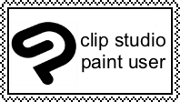 white stamp with the CSP logo. reads: 'clip studio paint user'